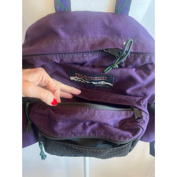 Vintage 90s Jansport Fanny Pack Made in USA Hip Waist Bag 1990's Black & Purple - Picture 3 of 13